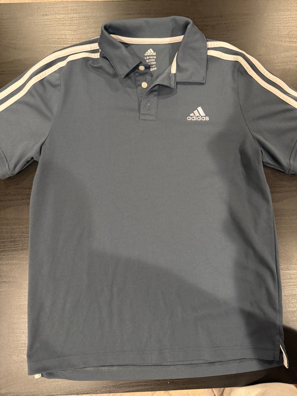 adidas boys grey Polo with White Shoulder Stripes
